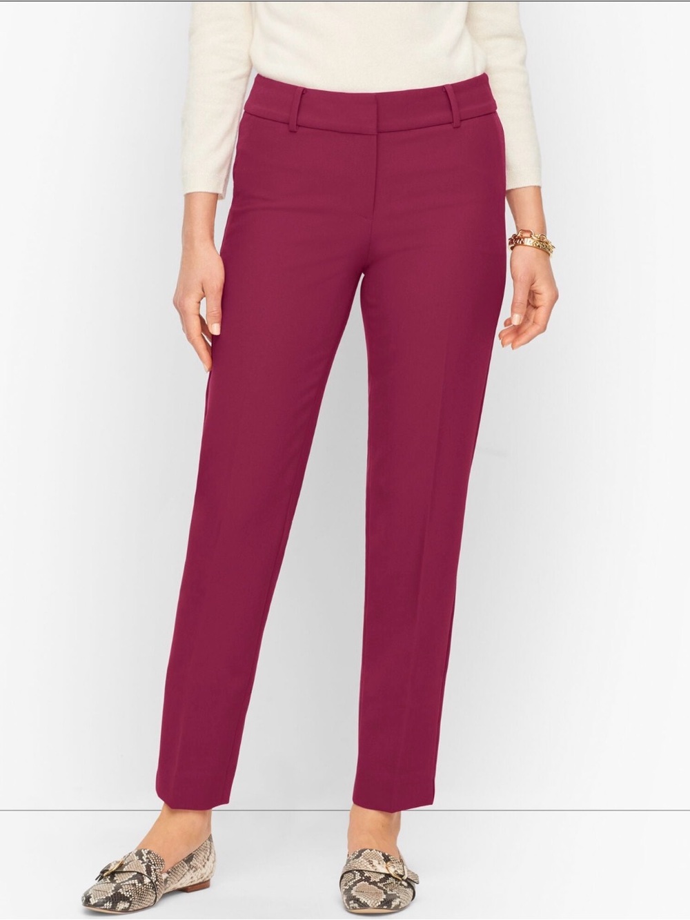 Talbots Straight-Leg Trousers in Deep Berry